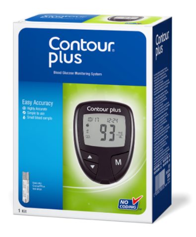 Contour Plus Glucometer (Box of 25 Test Strips free)