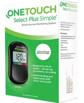 OneTouch Select Plus Simple Glucometer (with 10 free Strips)