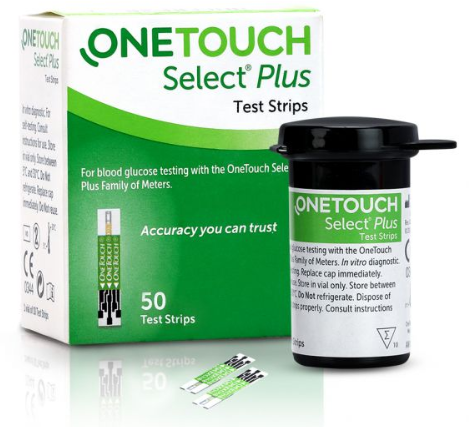 OneTouch Select Plus Test Strips (Only Strips) - Box of 50 Strips